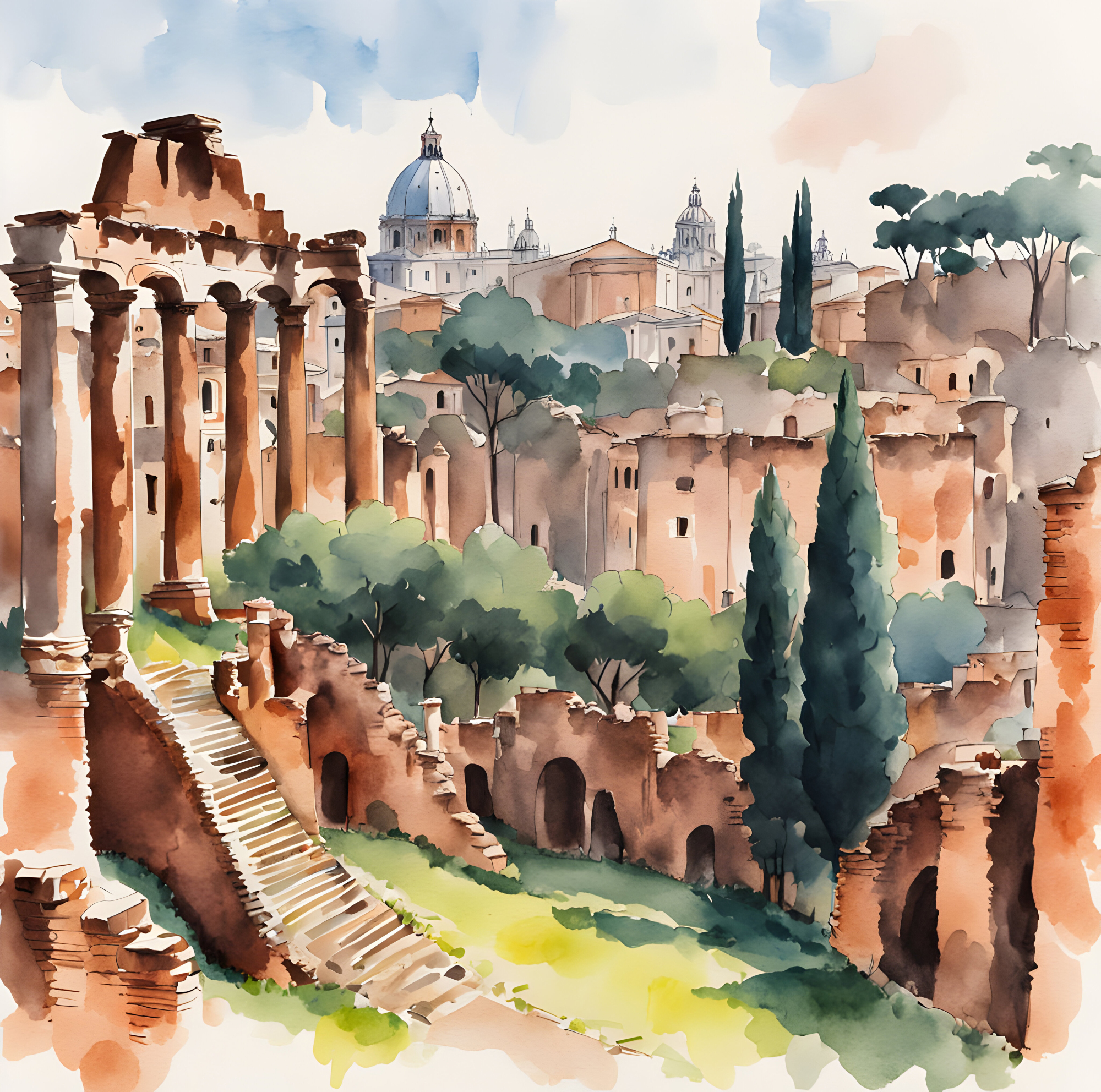 Rome Italy Watercolour