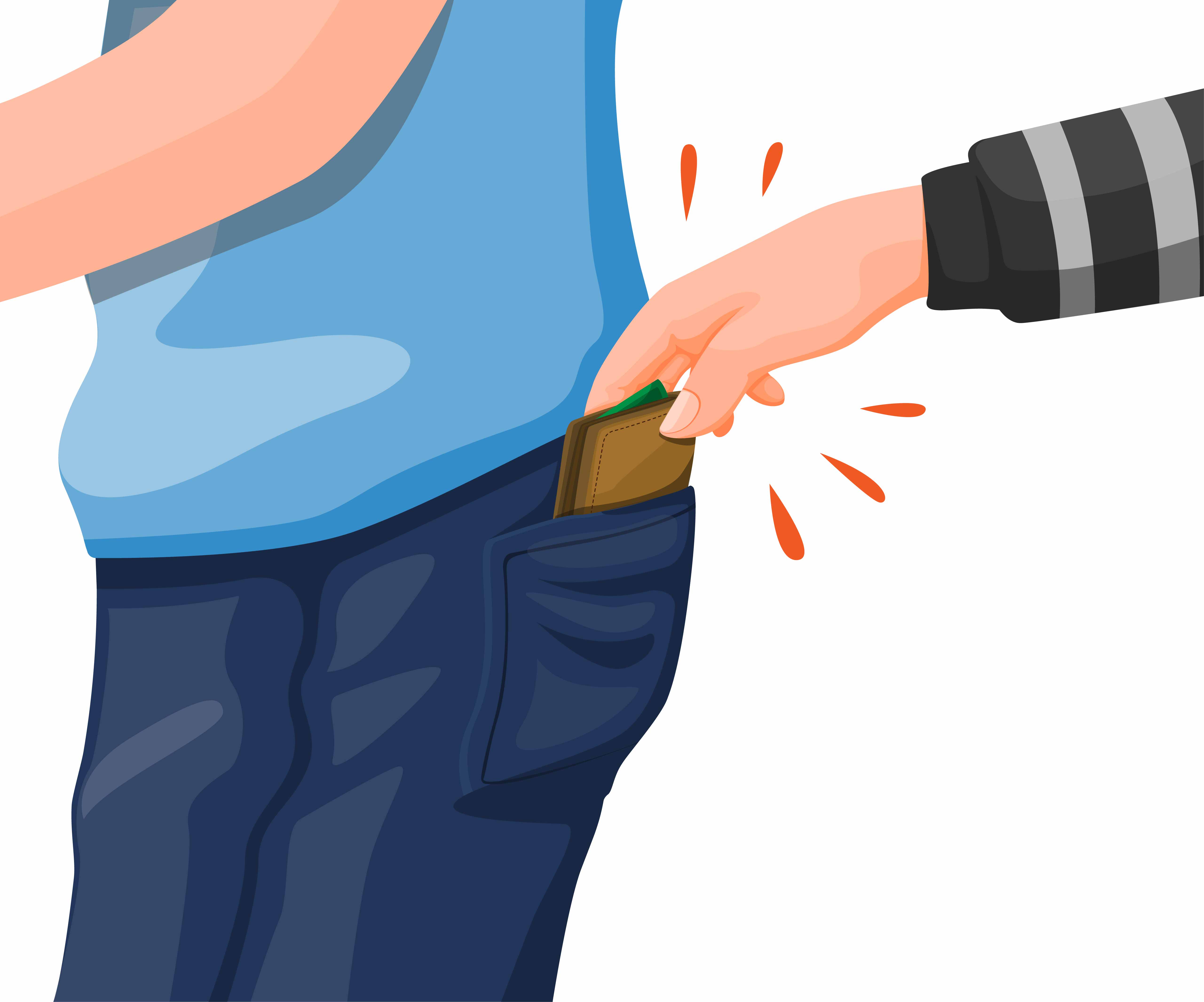 thief steals wallet illustration